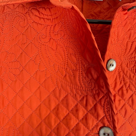 Chicos Quilted Embroidered Orange Jacket size Large - Picture 10 of 16
